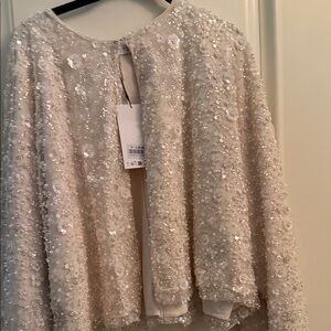 Zara Cream Sequin Embellished Cape